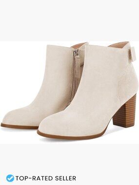 Suede Chunky Heel Ankle Booties Pointed Toe Bow Tie Side Zip Dress Boots